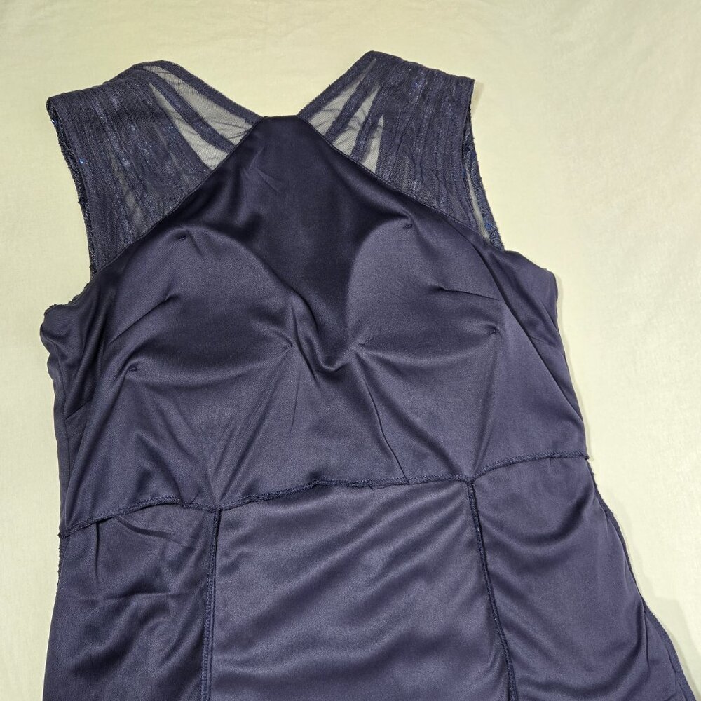 R & M Richards Mother Of The Bride BLUE Sequined Lace Sheer Formal Dress Size 16 - Picture 10 of 17